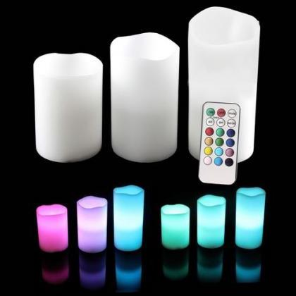 Brand Led Flameless Candles With Remote Timer 3 Pc..