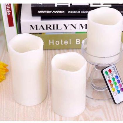 Brand Led Flameless Candles With Remote Timer 3 Pc..